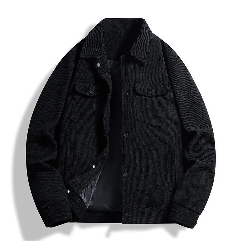 Herren Strukturierte Overshirt-Jacke mit wattierter Innenfütterung und Druckknopfblende Drune