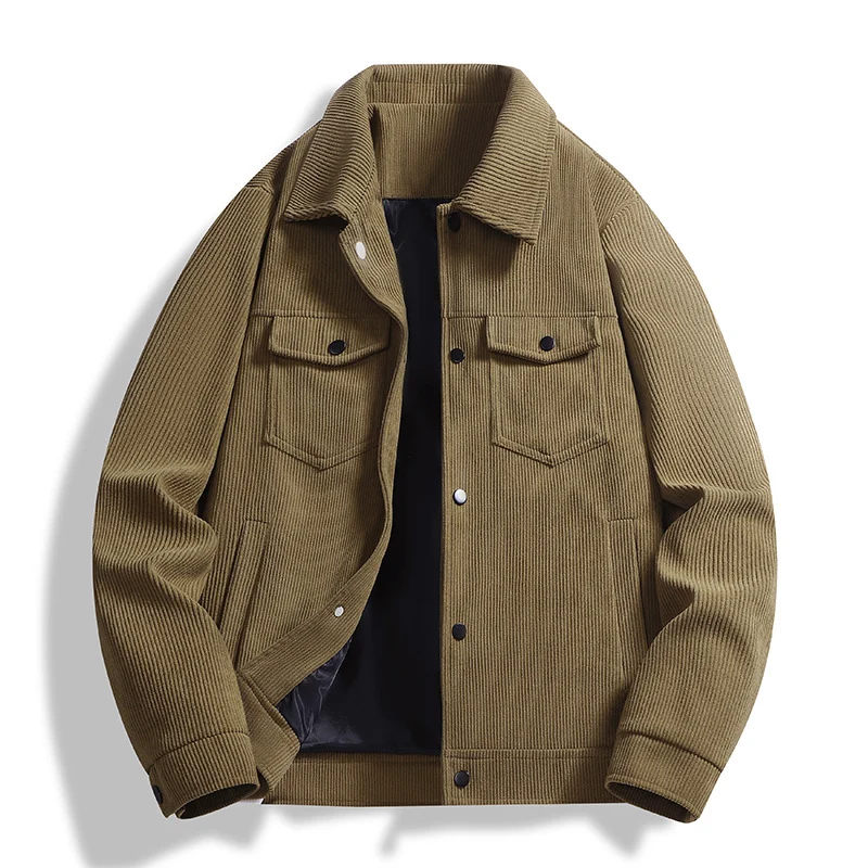 Herren Strukturierte Overshirt-Jacke mit wattierter Innenfütterung und Druckknopfblende Drune