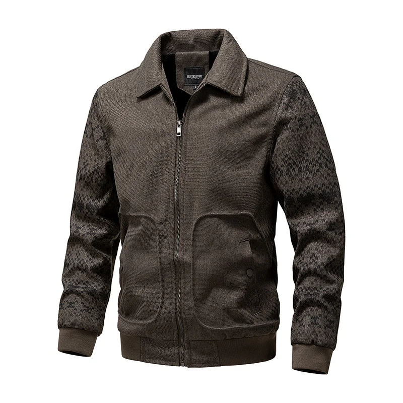 Herren Strick-Blousonjacke mit Reißverschluss, geripptem Saum & Norwegerärmeln Drune