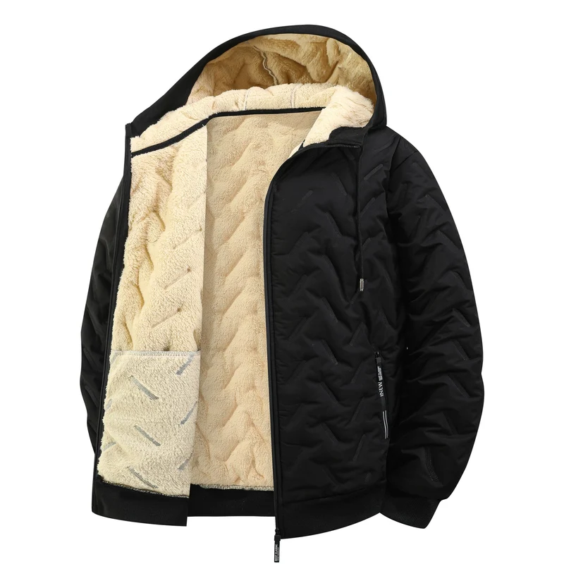 Herren Steppjacke mit Kapuze und extraweichem Teddy-Innenfutter Drune
