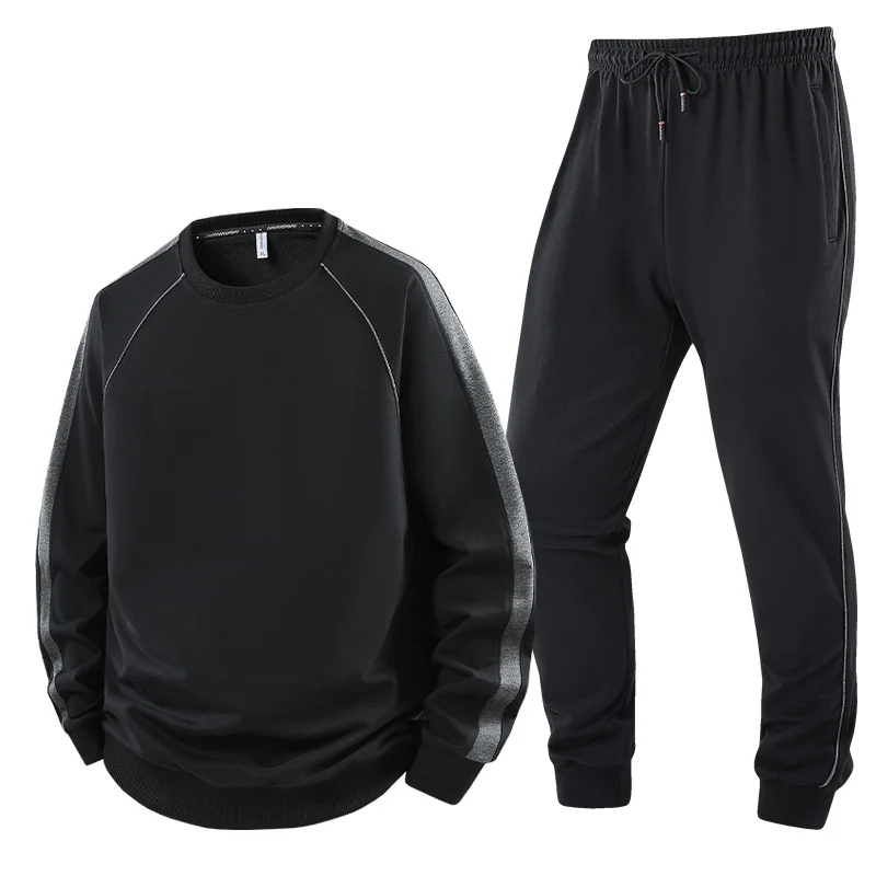 Herren Sportliches Trainingsanzug-Set aus French-Terry mit seitlichen Kontraststreifen, Rundhalsausschnitt & tapered Jogginghose Drune