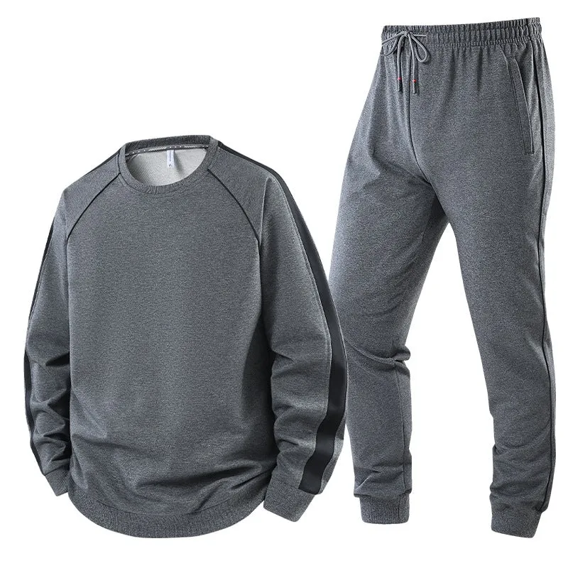 Herren Sportliches Trainingsanzug-Set aus French-Terry mit seitlichen Kontraststreifen, Rundhalsausschnitt & tapered Jogginghose Drune