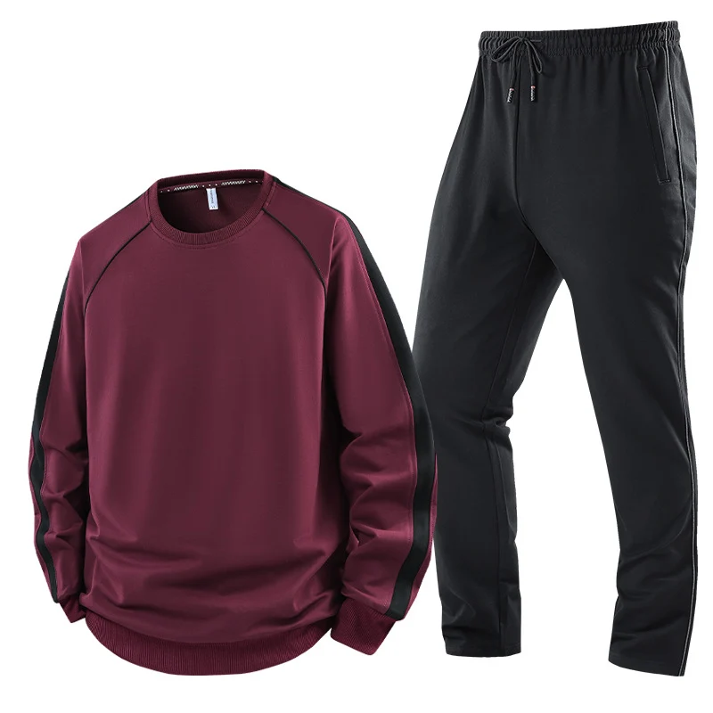 Herren Sportliches Trainingsanzug-Set aus French-Terry mit seitlichen Kontraststreifen, Rundhalsausschnitt & tapered Jogginghose Drune