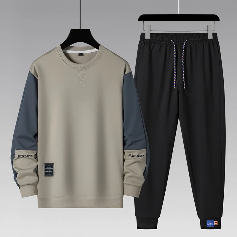 Herren sportliches Jogginganzug-Set mit kontrastärmeln, elastischem Bund und atmungsaktivem Sweatshirt Drune