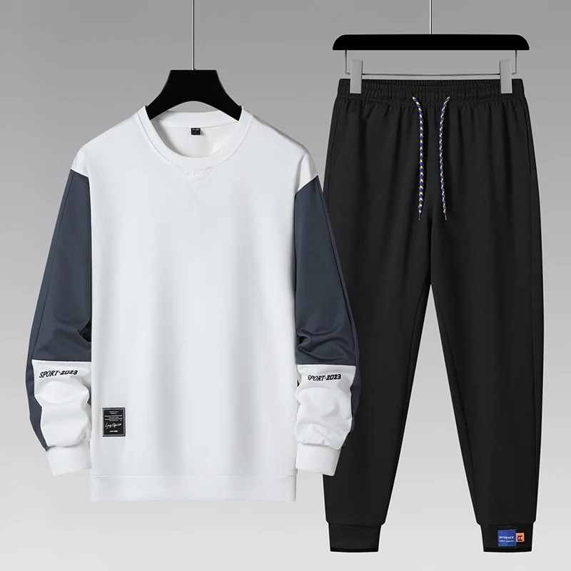 Herren sportliches Jogginganzug-Set mit kontrastärmeln, elastischem Bund und atmungsaktivem Sweatshirt Drune
