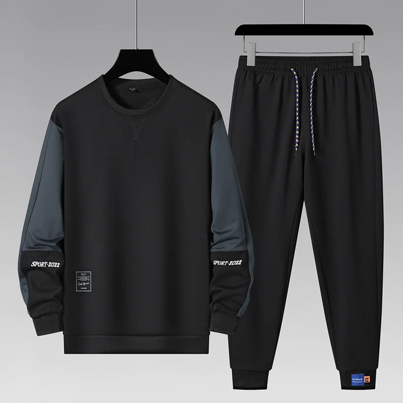 Herren sportliches Jogginganzug-Set mit kontrastärmeln, elastischem Bund und atmungsaktivem Sweatshirt Drune