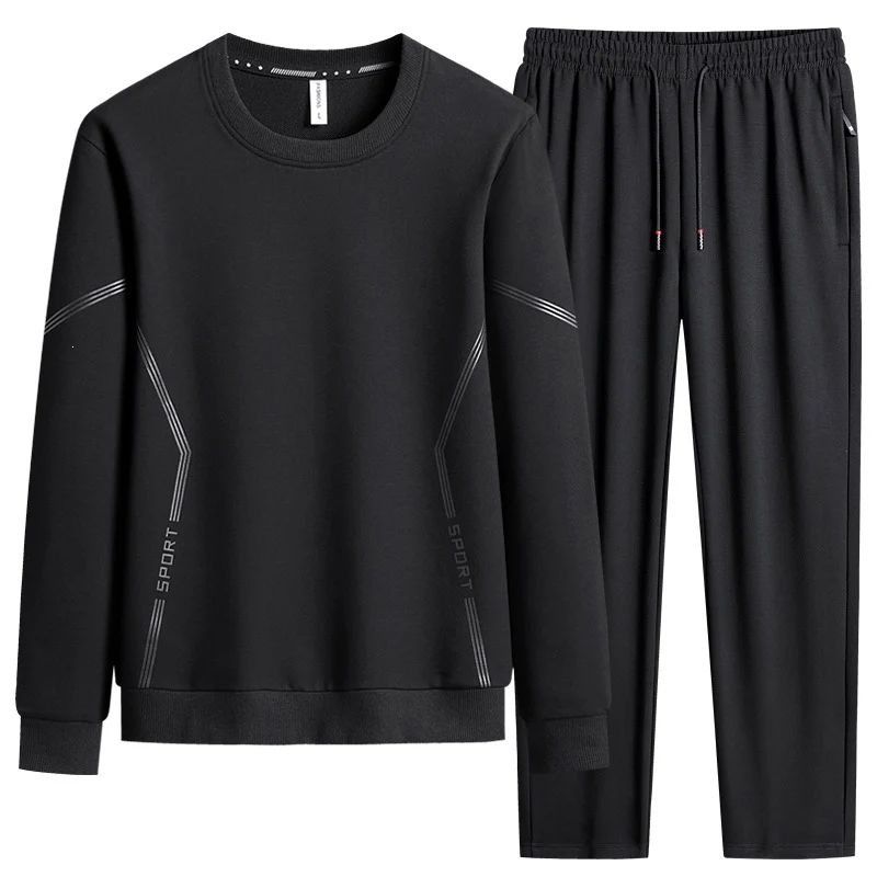 Herren Sportliches Freizeit-Jogginganzug-Set aus atmungsaktivem Funktionsfleece mit Rundhalsausschnitt & Kordelbund Drune