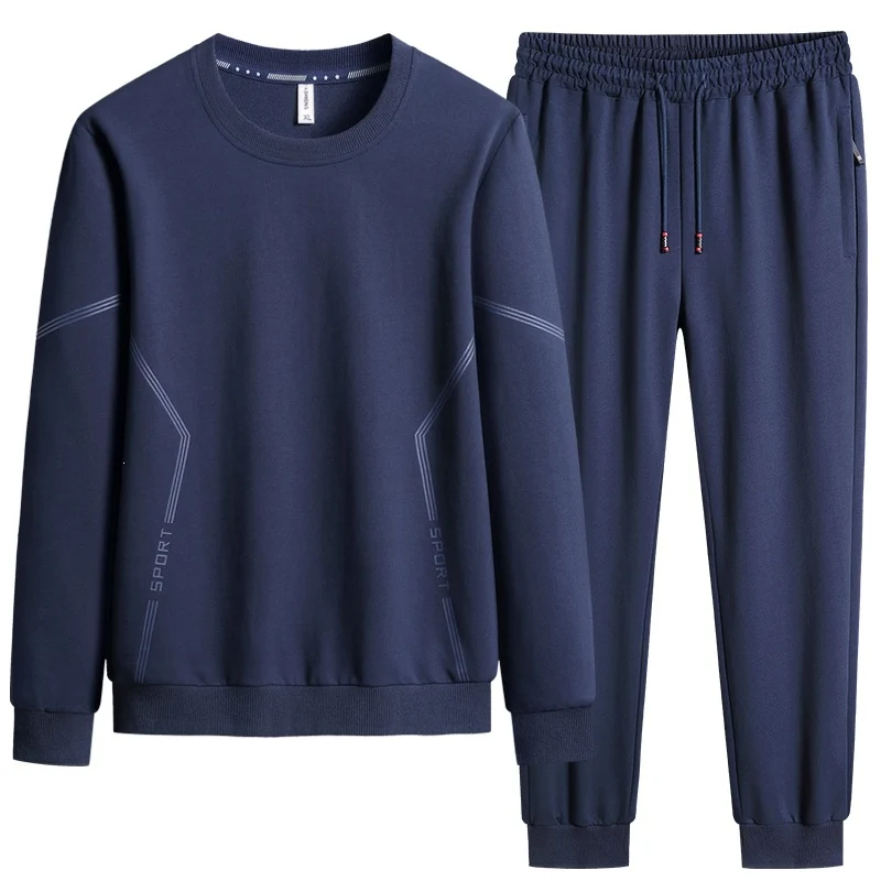 Herren Sportliches Freizeit-Jogginganzug-Set aus atmungsaktivem Funktionsfleece mit Rundhalsausschnitt & Kordelbund Drune
