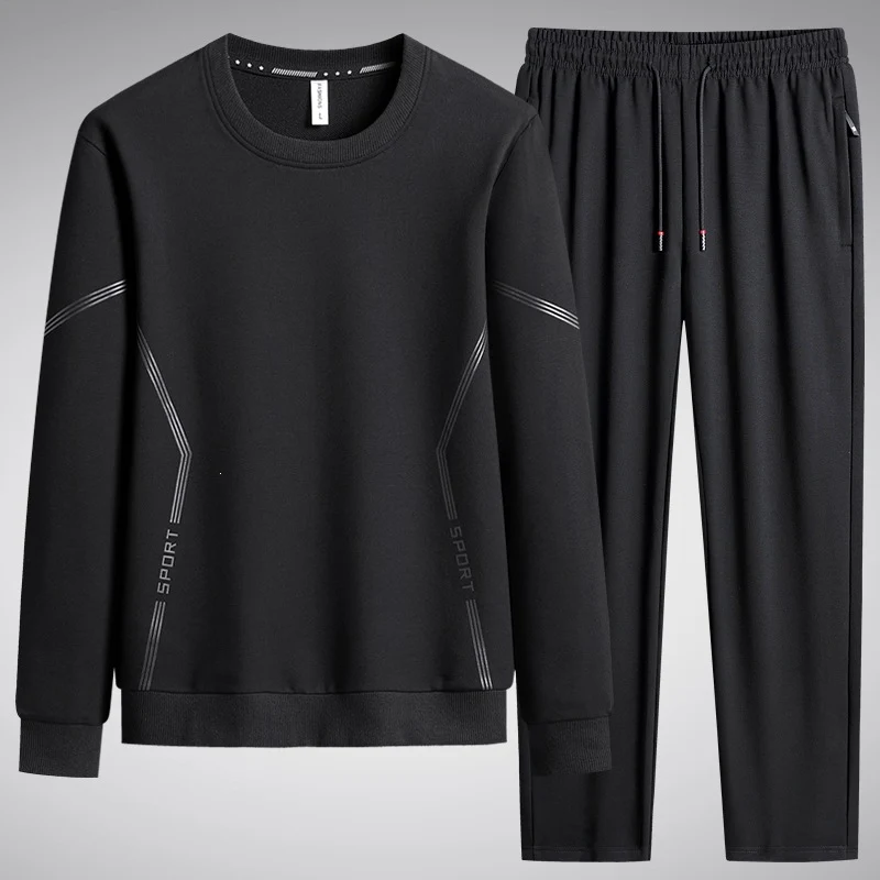 Herren Sportliches Freizeit-Jogginganzug-Set aus atmungsaktivem Funktionsfleece mit Rundhalsausschnitt & Kordelbund Drune
