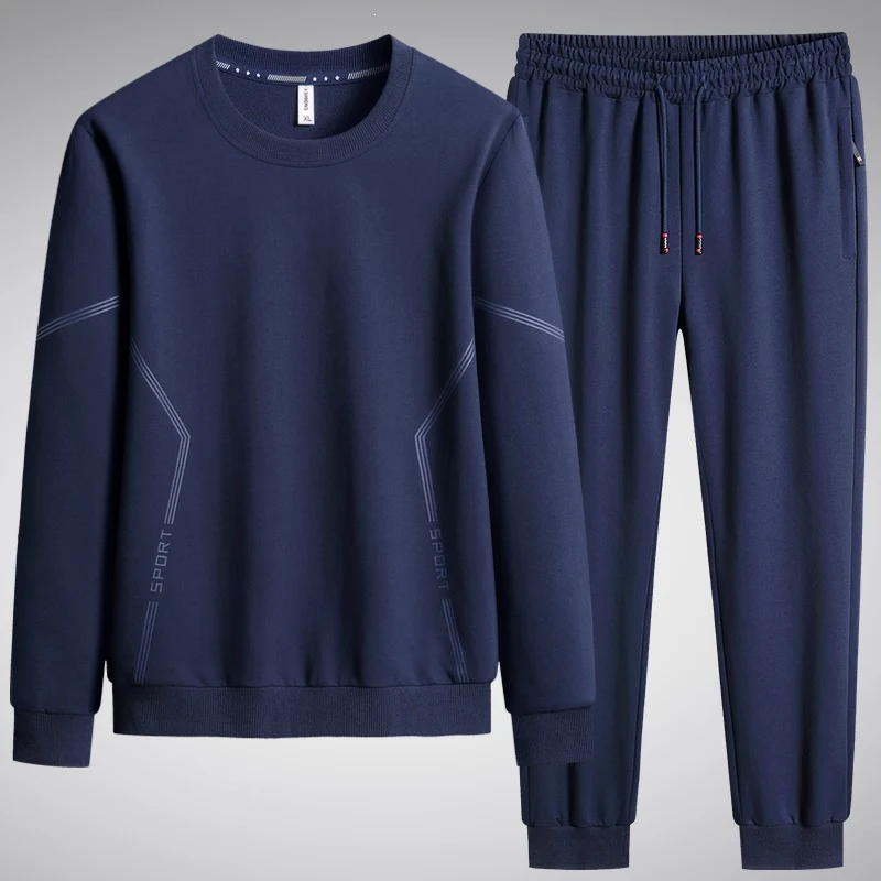 Herren Sportliches Freizeit-Jogginganzug-Set aus atmungsaktivem Funktionsfleece mit Rundhalsausschnitt & Kordelbund Drune
