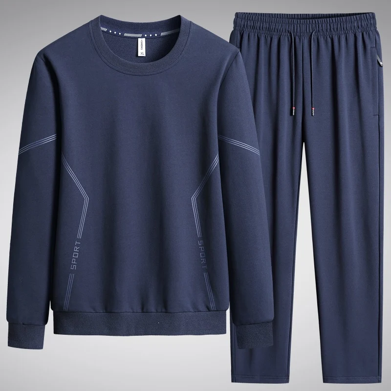 Herren Sportliches Freizeit-Jogginganzug-Set aus atmungsaktivem Funktionsfleece mit Rundhalsausschnitt & Kordelbund Drune