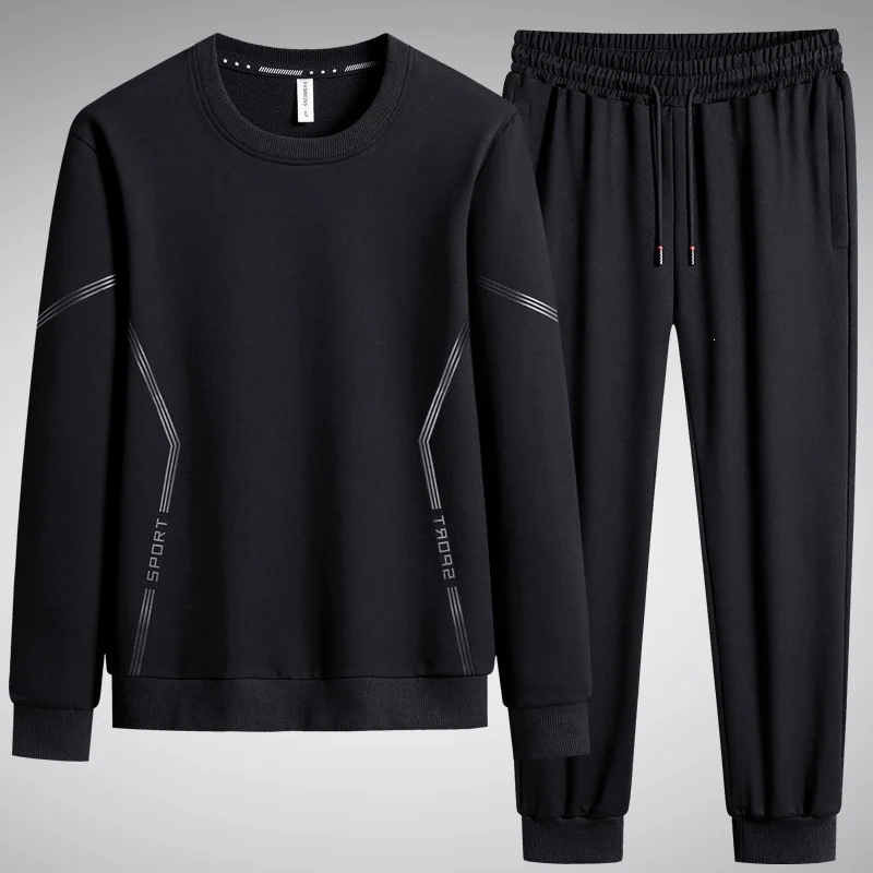 Herren Sportliches Freizeit-Jogginganzug-Set aus atmungsaktivem Funktionsfleece mit Rundhalsausschnitt & Kordelbund Drune