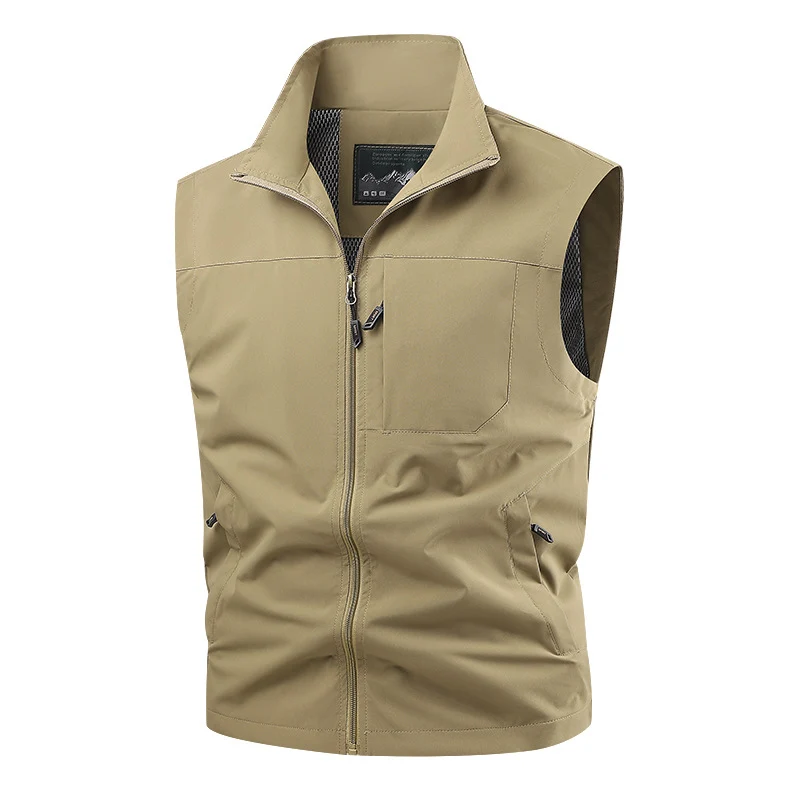 Herren Softshell-Tactical-Weste mit atmungsaktivem Mesh-Futter und Reißverschlusstaschen Drune