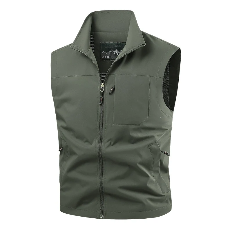 Herren Softshell-Tactical-Weste mit atmungsaktivem Mesh-Futter und Reißverschlusstaschen Drune