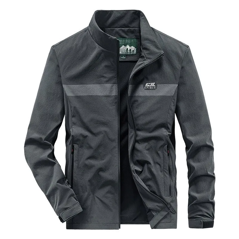 Herren Softshell‑Outdoorjacke mit Stehkragen, wind‑ und wasserabweisender Membran & reflektierendem Bruststreifen Drune