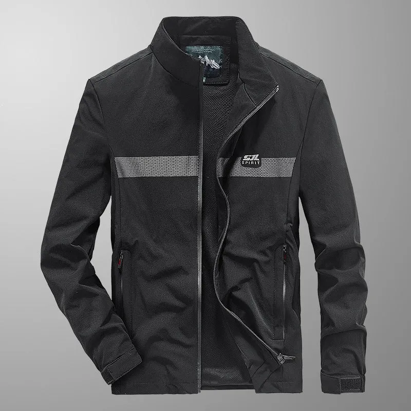 Herren Softshell‑Outdoorjacke mit Stehkragen, wind‑ und wasserabweisender Membran & reflektierendem Bruststreifen Drune