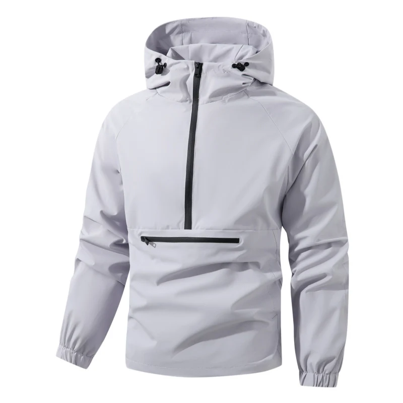 Herren Softshell-Anorak mit Kapuze, halbem Reißverschluss und wasserdichter Fronttasche Drune