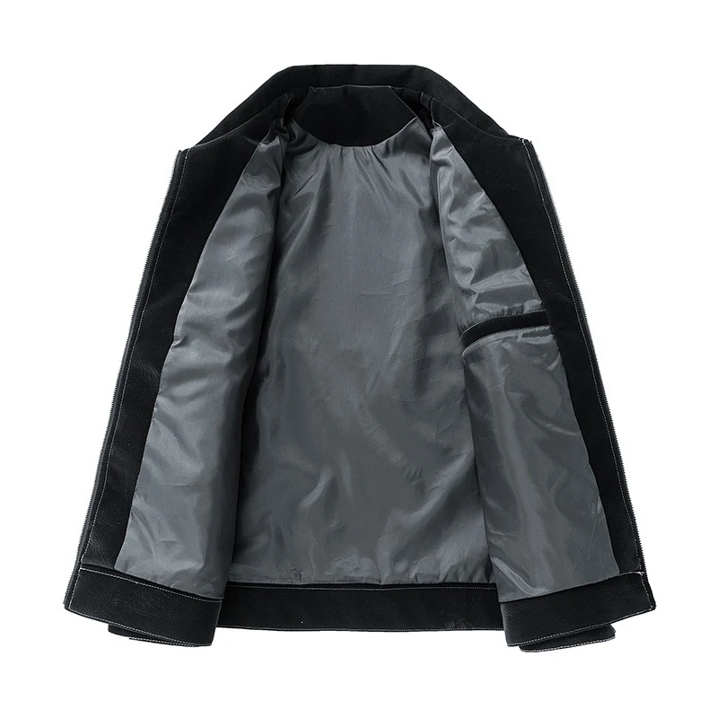 Herren Shirt-Jacke aus Veloursleder‑Optik mit kontrastierenden Ziernähten & Brustklappen Drune