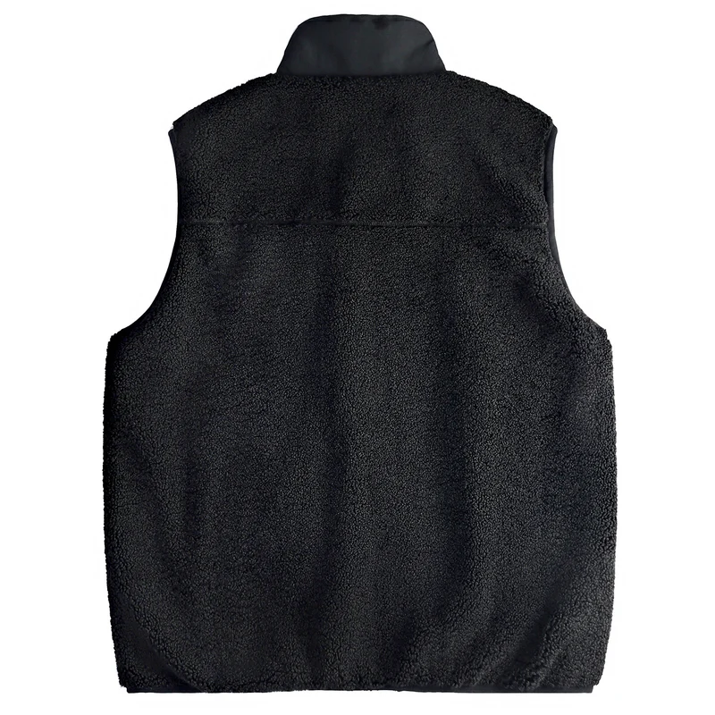 Herren Sherpa-Fleeceweste mit Stehkragen, Reißverschluss- und Brusttasche Drune
