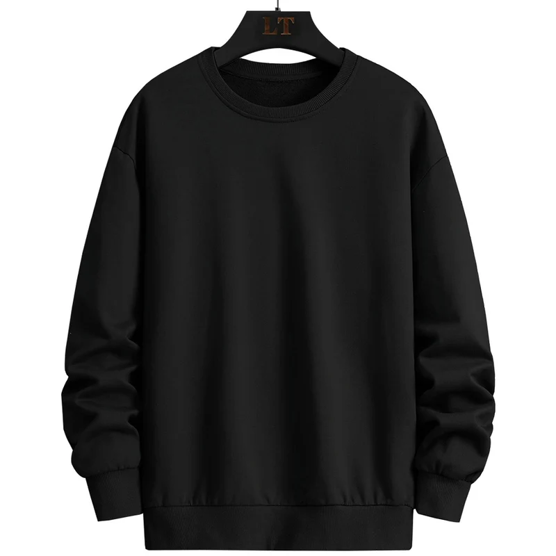 Herren Schlichtes Oversize Rundhals‑Sweatshirt aus schwerer Baumwollmischung mit gerippten Bündchen Drune