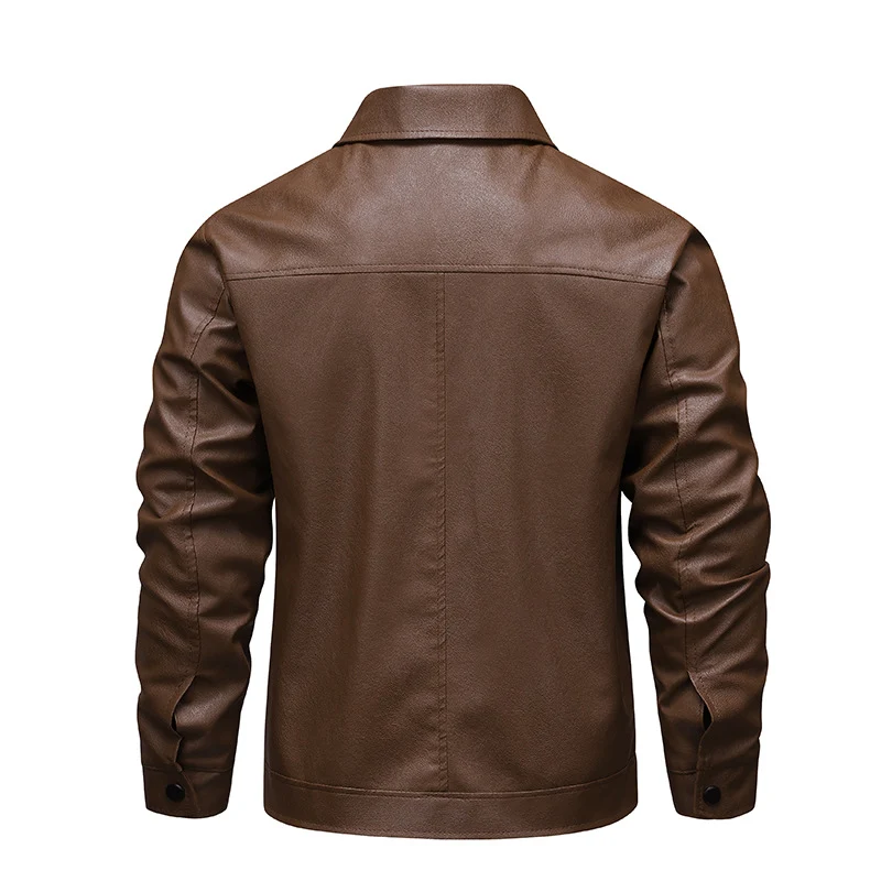 Herren Schlanke Kunstleder-Hemdblouson mit verdeckter Reißverschlussfront & elastischem Saum Drune
