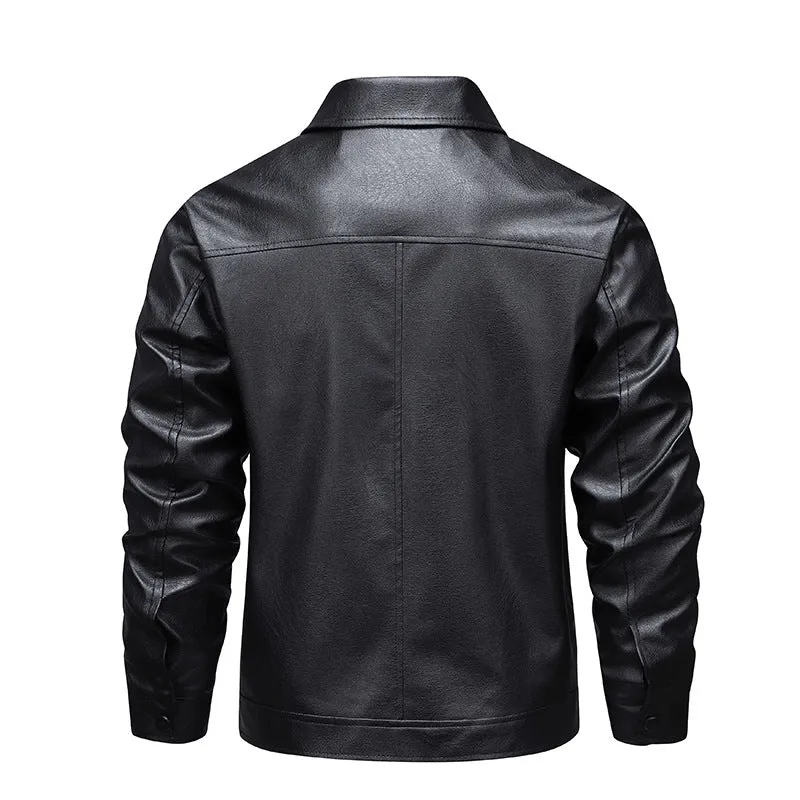 Herren Schlanke Kunstleder-Hemdblouson mit verdeckter Reißverschlussfront & elastischem Saum Drune