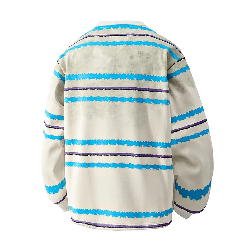 Herren Rundhals-Sweatshirt mit Aquarellstreifen und gerippten Bündchen Drune