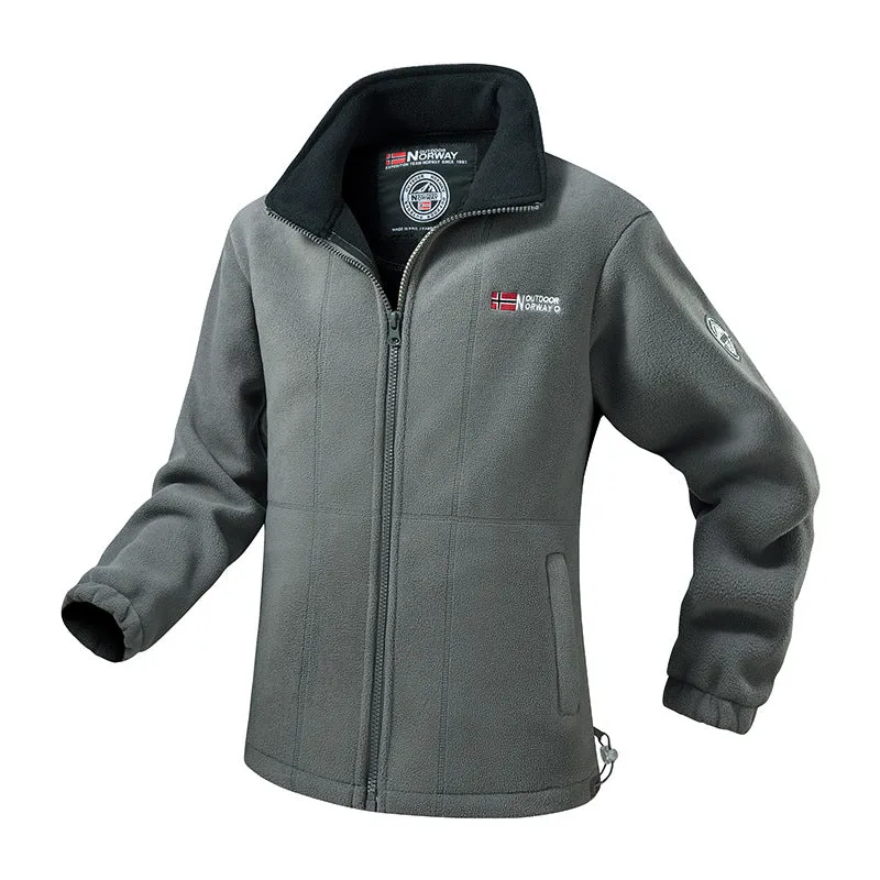 Herren Robuste Trekking-Fleecejacke mit hohem Stehkragen, durchgehendem Reißverschluss & praktischen Eingrifftaschen Drune