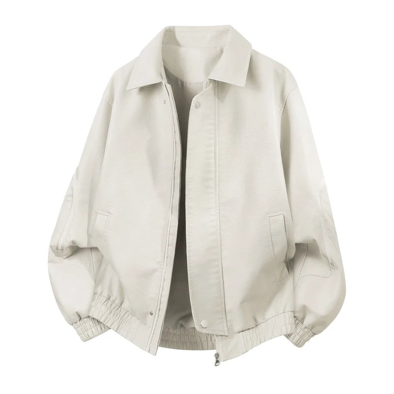 Herren Robuste Kunstleder‑Bomberjacke mit Cordkragen, Zwei‑Wege‑Reißverschluss & Reißverschluss‑Taschen Drune