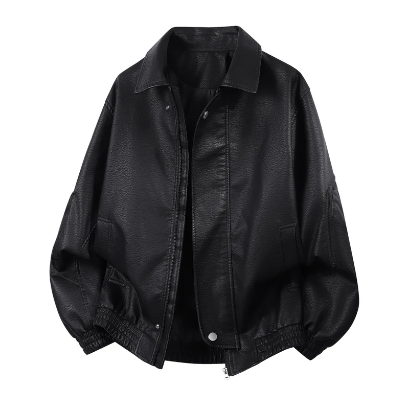 Herren Robuste Kunstleder‑Bomberjacke mit Cordkragen, Zwei‑Wege‑Reißverschluss & Reißverschluss‑Taschen Drune