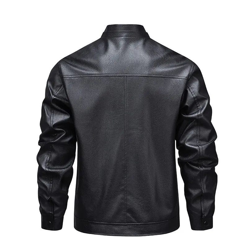 Herren Premium-Kunstleder-Blousonjacke mit Verdecktem Zwei-Wege-Reißverschluss & Rippbündchen Drune