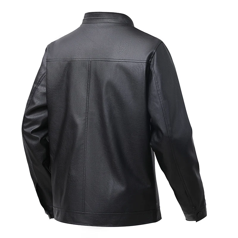 Herren Premium-Kunstleder-Blousonjacke mit Verdecktem Zwei-Wege-Reißverschluss & Rippbündchen Drune