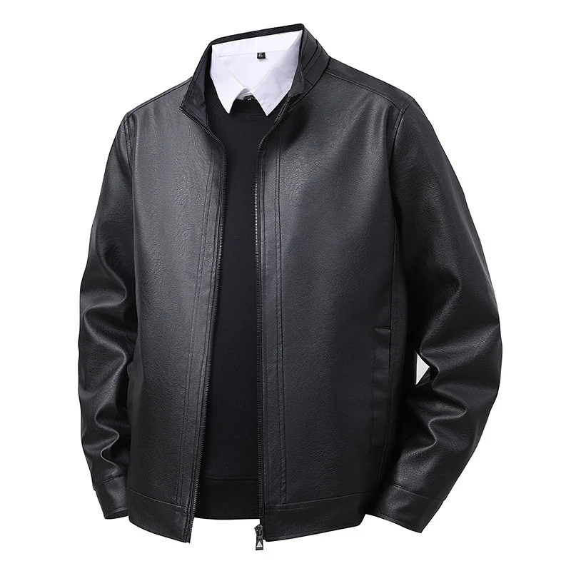 Herren Premium-Kunstleder-Blousonjacke mit Verdecktem Zwei-Wege-Reißverschluss & Rippbündchen Drune
