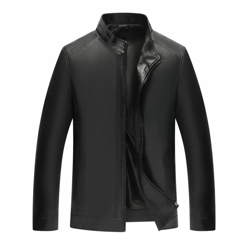 Herren Premium-Kunstleder-Blousonjacke mit Verdecktem Zwei-Wege-Reißverschluss & Rippbündchen Drune