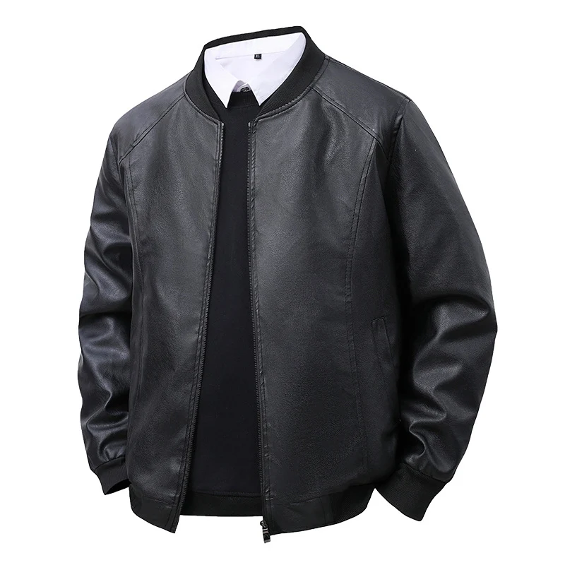 Herren Premium-Kunstleder-Blousonjacke mit Verdecktem Zwei-Wege-Reißverschluss & Rippbündchen Drune