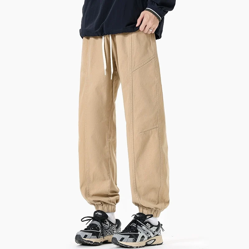 Herren Oversized Utility-Jogginghose aus robustem Baumwollmix mit Kordelbund, seitlichen Cargo‑Taschen & gerippten Bündchen Drune