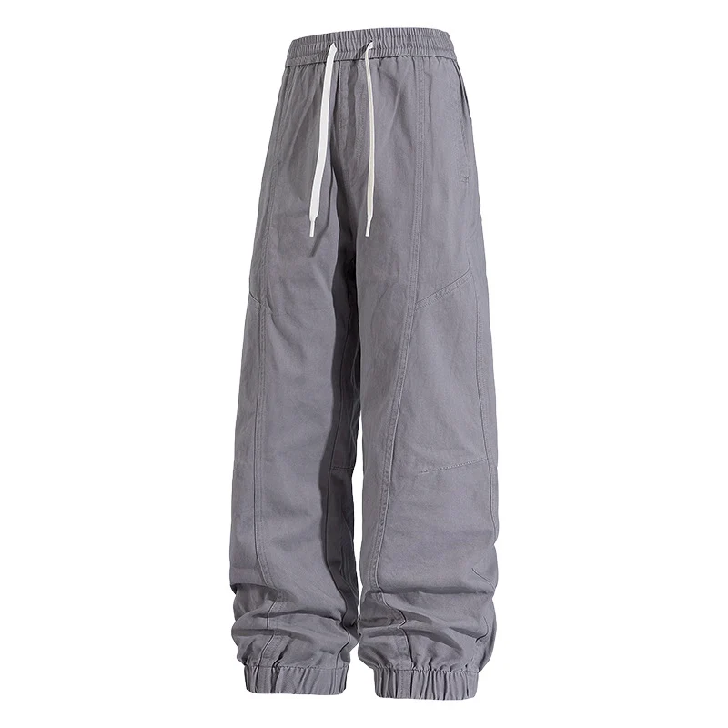 Herren Oversized Utility-Jogginghose aus robustem Baumwollmix mit Kordelbund, seitlichen Cargo‑Taschen & gerippten Bündchen Drune