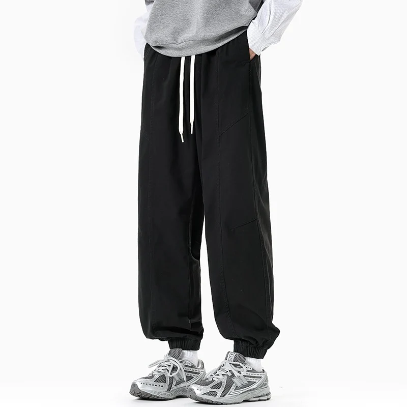 Herren Oversized Utility-Jogginghose aus robustem Baumwollmix mit Kordelbund, seitlichen Cargo‑Taschen & gerippten Bündchen Drune