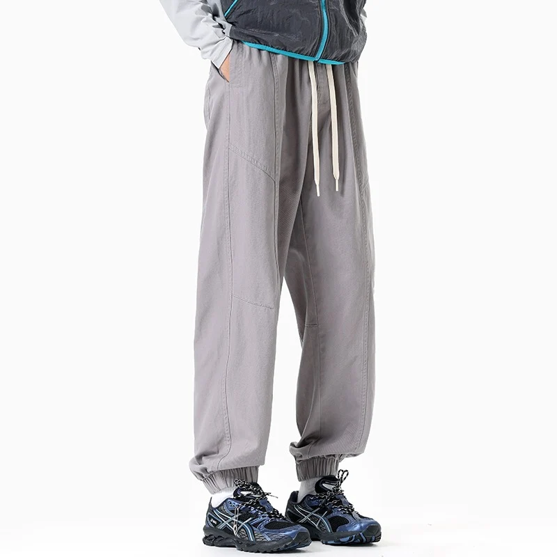 Herren Oversized Utility-Jogginghose aus robustem Baumwollmix mit Kordelbund, seitlichen Cargo‑Taschen & gerippten Bündchen Drune