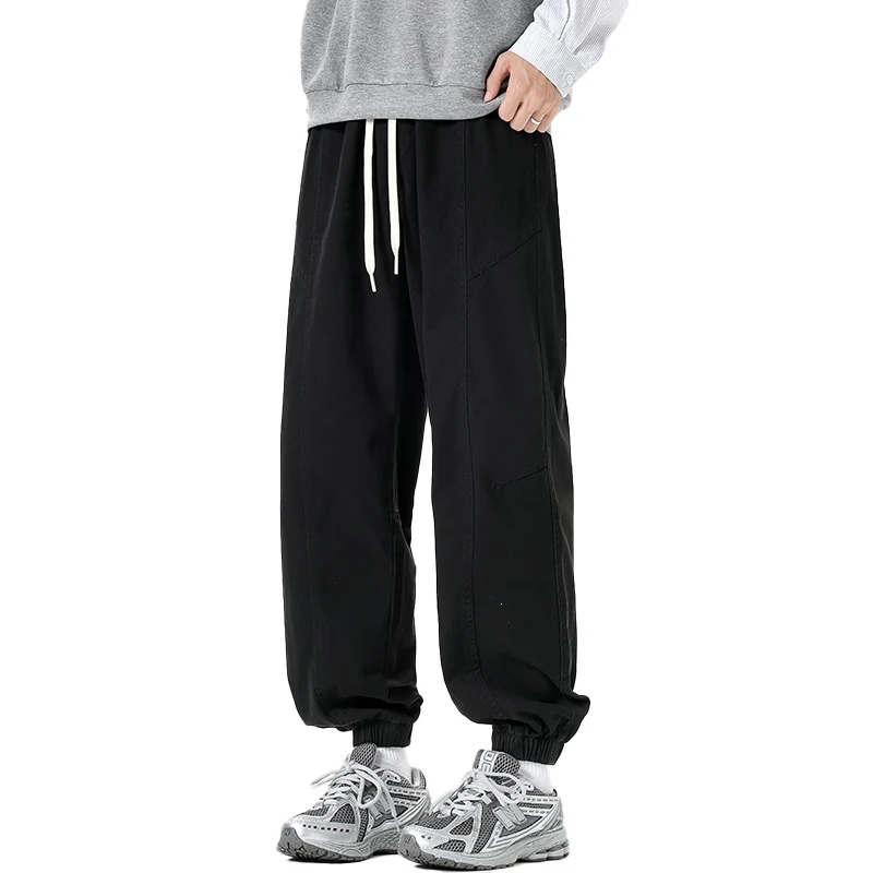 Herren Oversized Utility-Jogginghose aus robustem Baumwollmix mit Kordelbund, seitlichen Cargo‑Taschen & gerippten Bündchen Drune