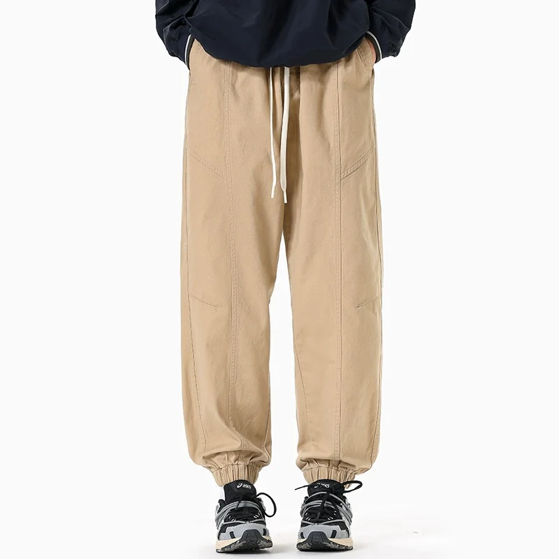 Herren Oversized Utility-Jogginghose aus robustem Baumwollmix mit Kordelbund, seitlichen Cargo‑Taschen & gerippten Bündchen Drune