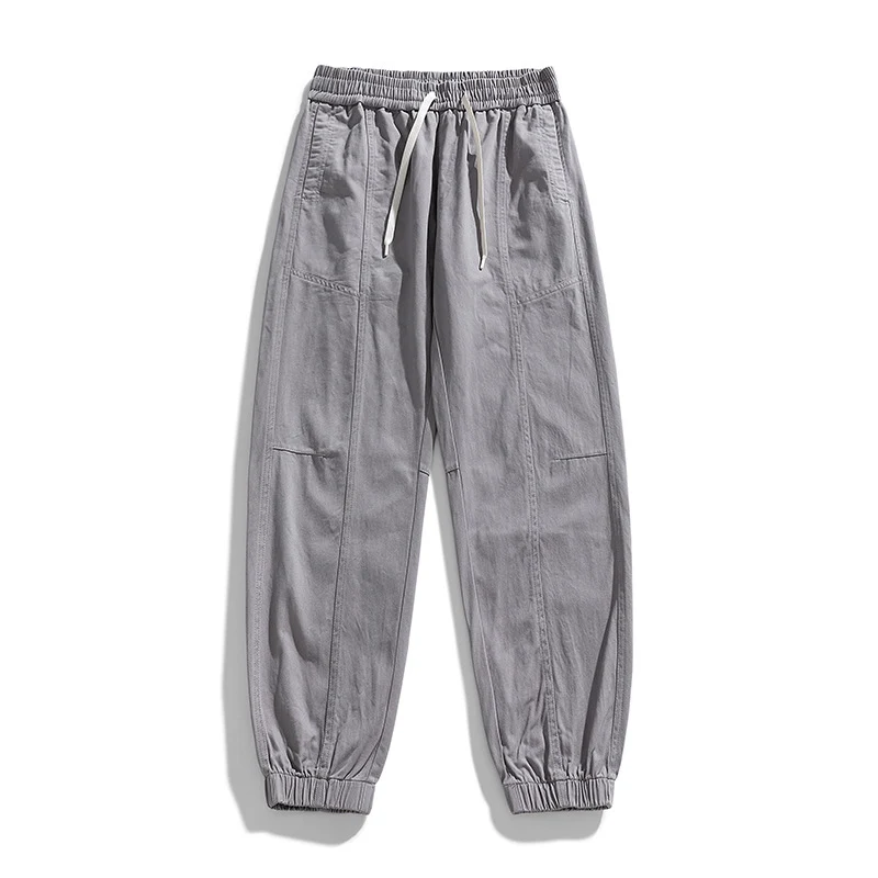 Herren Oversized Utility-Jogginghose aus robustem Baumwollmix mit Kordelbund, seitlichen Cargo‑Taschen & gerippten Bündchen Drune