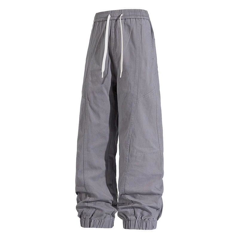 Herren Oversized Utility-Jogginghose aus robustem Baumwollmix mit Kordelbund, seitlichen Cargo‑Taschen & gerippten Bündchen Drune