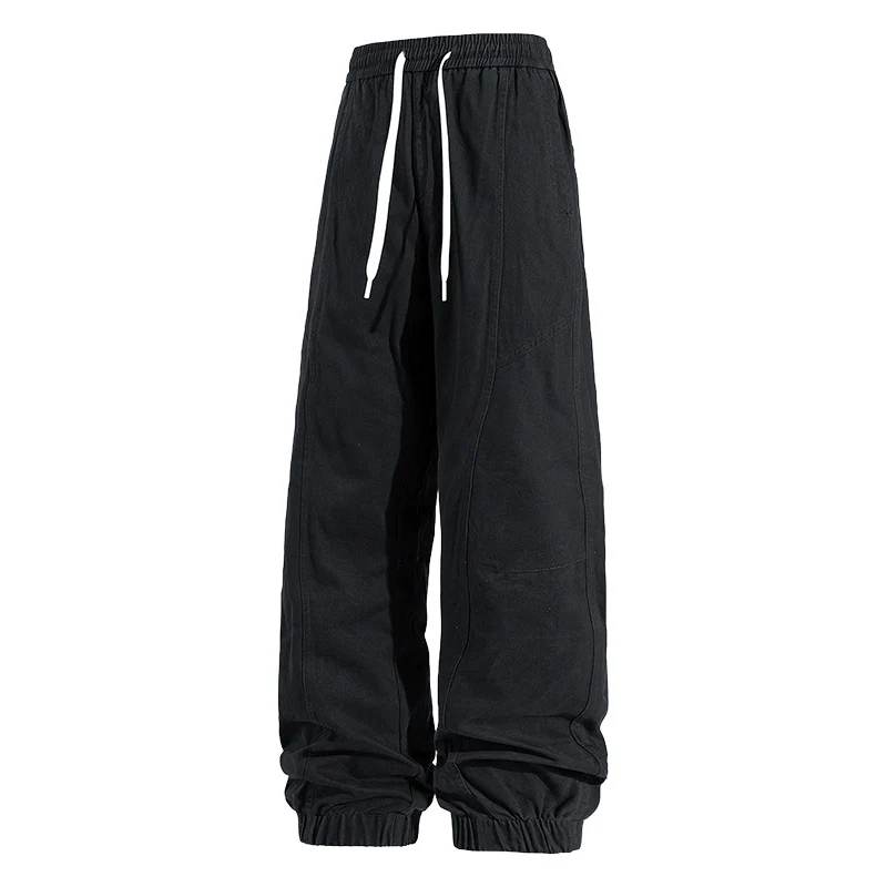 Herren Oversized Utility-Jogginghose aus robustem Baumwollmix mit Kordelbund, seitlichen Cargo‑Taschen & gerippten Bündchen Drune
