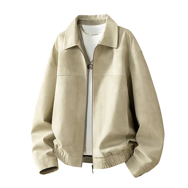 Herren Oversize Velours‑Optik Übergangsblouson mit Hemdkragen, Reißverschluss & elastischem Saum Drune