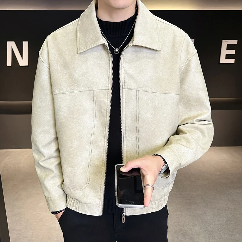 Herren Oversize Velours‑Optik Übergangsblouson mit Hemdkragen, Reißverschluss & elastischem Saum Drune
