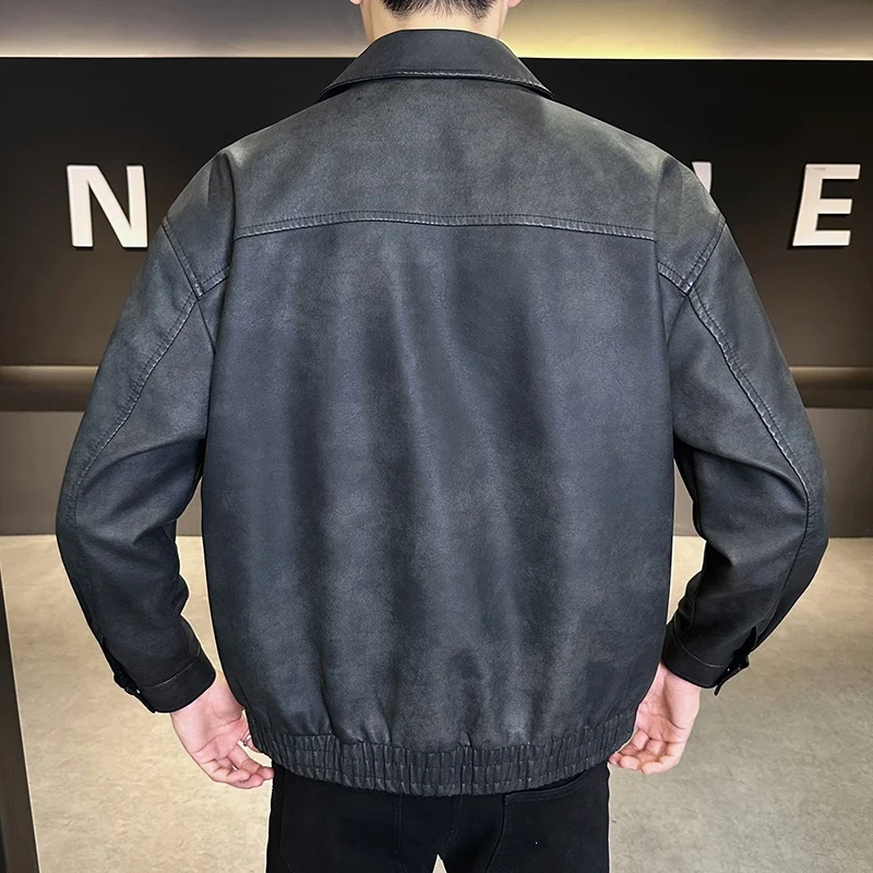 Herren Oversize Velours‑Optik Übergangsblouson mit Hemdkragen, Reißverschluss & elastischem Saum Drune