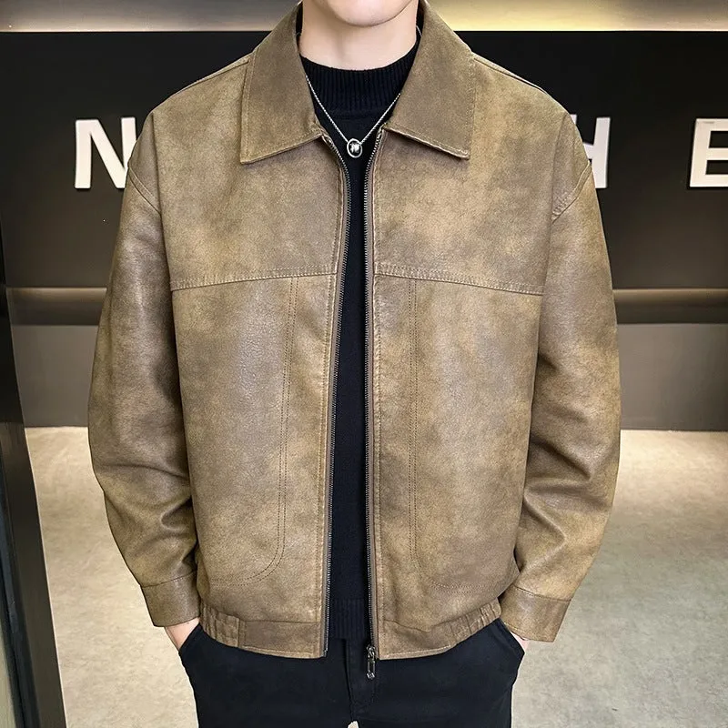 Herren Oversize Velours‑Optik Übergangsblouson mit Hemdkragen, Reißverschluss & elastischem Saum Drune