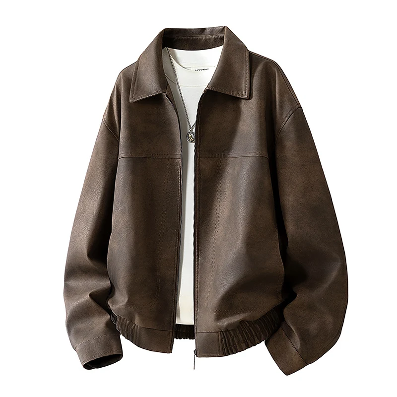 Herren Oversize Velours‑Optik Übergangsblouson mit Hemdkragen, Reißverschluss & elastischem Saum Drune