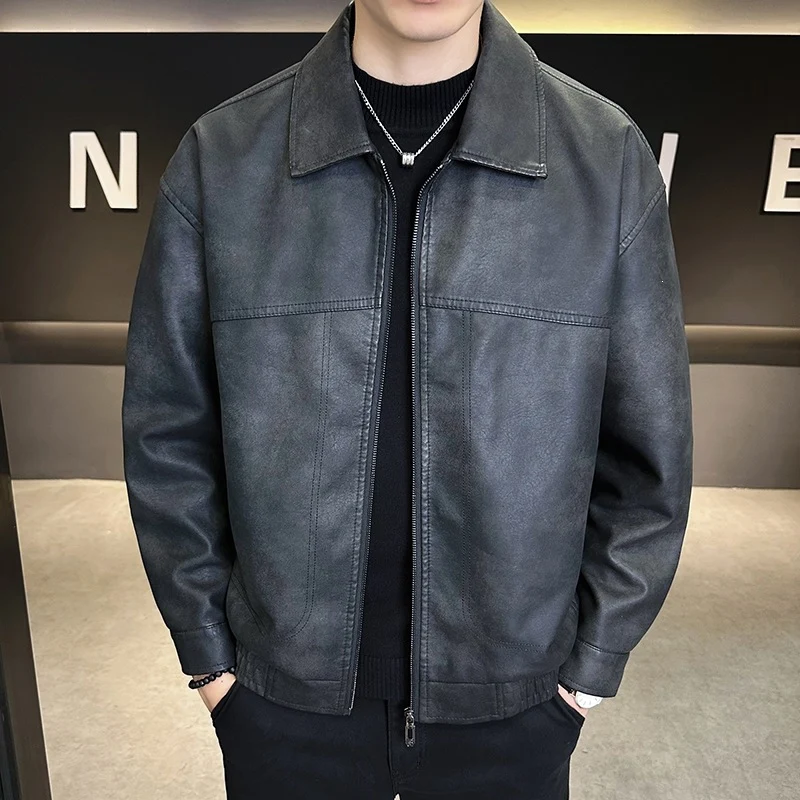 Herren Oversize Velours‑Optik Übergangsblouson mit Hemdkragen, Reißverschluss & elastischem Saum Drune